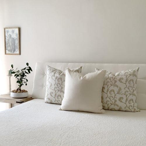 June in Ivory - A Handwoven Piece - Comes With Two Pillowcases