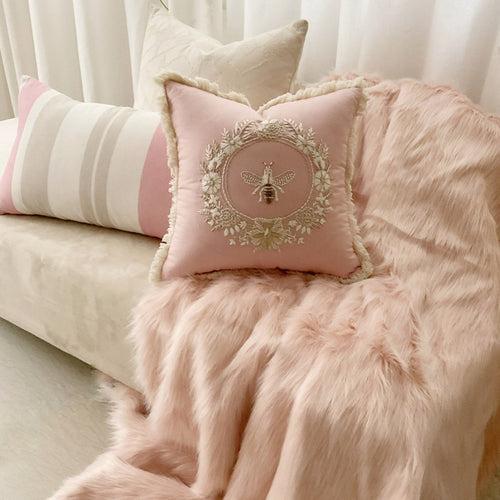 Tourmaline -  Soft Minimal Blush Faux Fur Throw Blanket