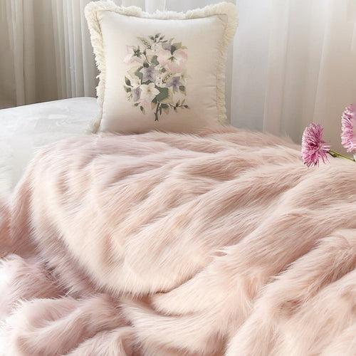 Tourmaline -  Soft Minimal Blush Faux Fur Throw Blanket