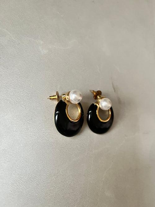 Black Enamel Pearl Baubles