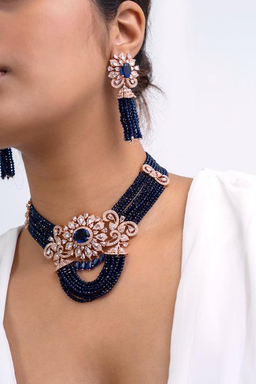 Nilkantha Mala Polki Choker Necklace with Earrings