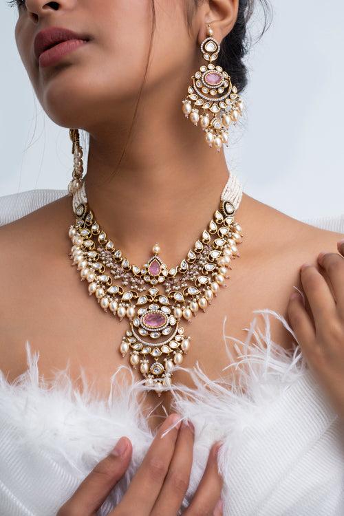 Surangana Polki Necklace with Earrings