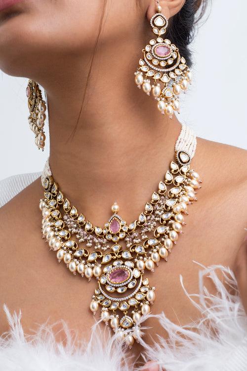 Surangana Polki Necklace with Earrings