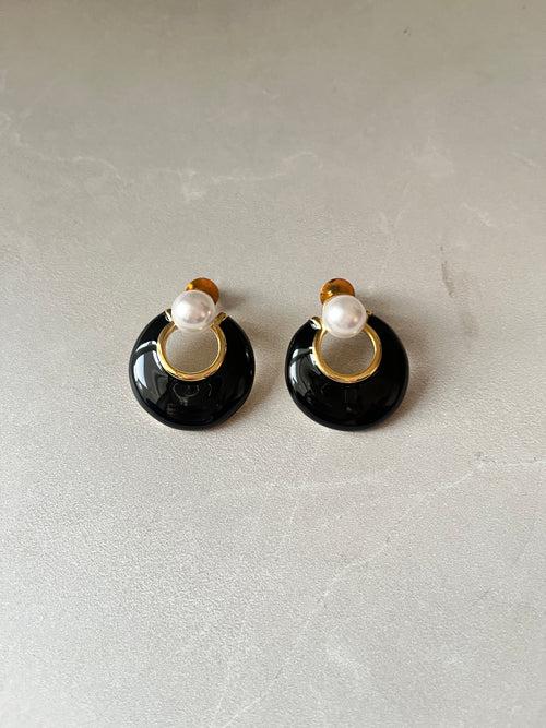 Black Enamel Pearl Baubles