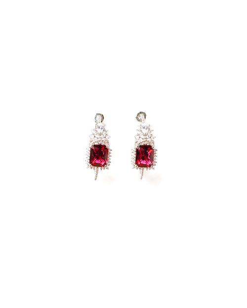 Diamante Ruby Red Hoop Earrings