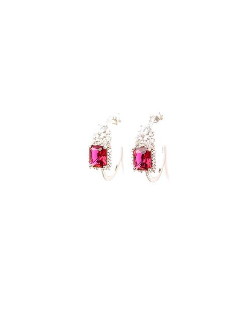 Diamante Ruby Red Hoop Earrings