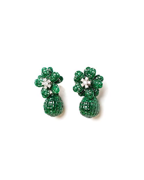 Green Floral Bauble Earrings