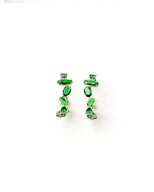 Emerald Green  Asymmetric Hoop Earrings