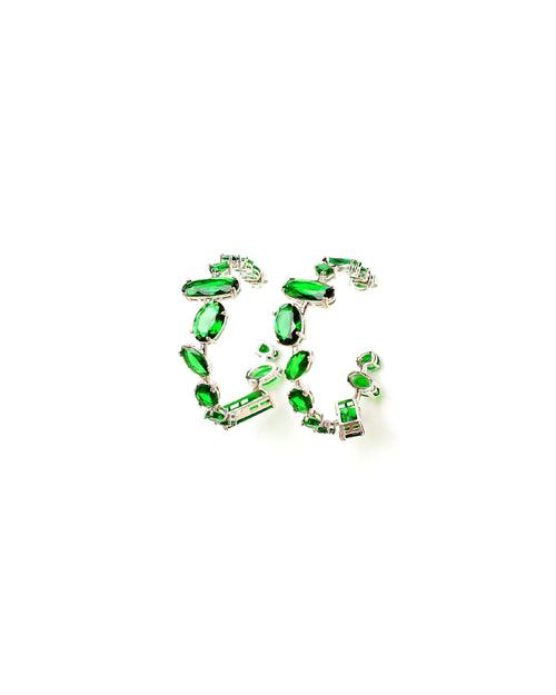 Emerald Green  Asymmetric Hoop Earrings