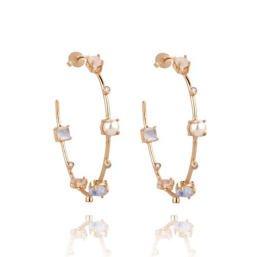 Ivory Gemstones Hoops