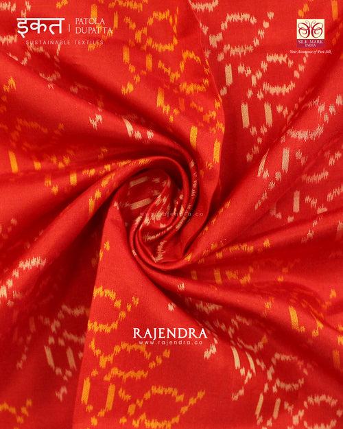 Traditional Ambadal Design Red Maroon Single Ikat Rajkot Patola Dupatta