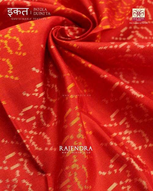 Traditional Ambadal Design Red Maroon Single Ikat Rajkot Patola Dupatta