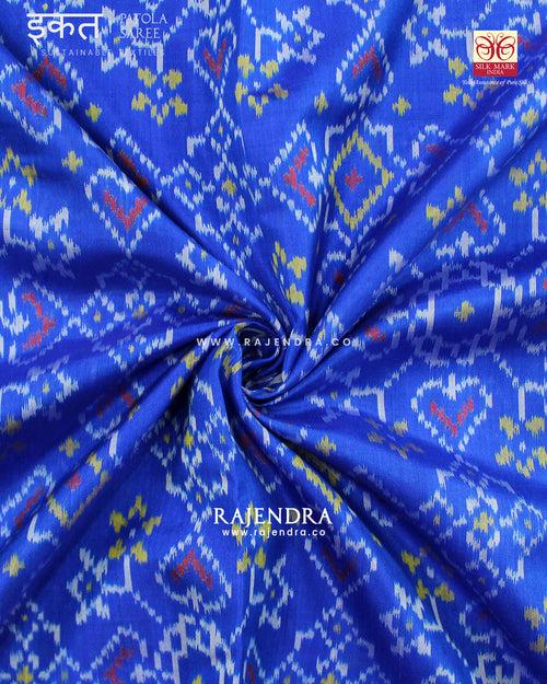 Traditonal Navratna Manekchowk Mix Blue Single Ikat Rajkot Patola Saree