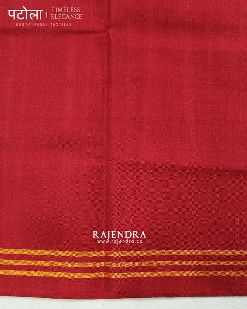 Exclusive Chabadi Hathi Red and Blue Semi Double Ikat Rajkot Patola Saree