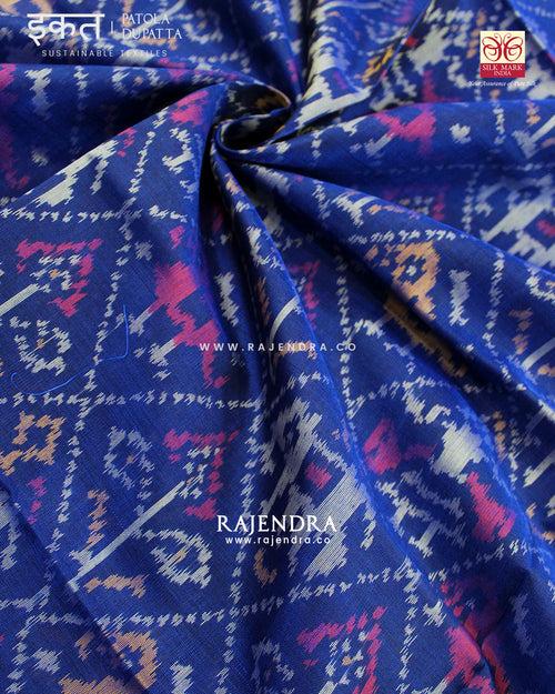 Traditional Hathi Popat Blue Single Ikat Rajkot Patola Dupatta