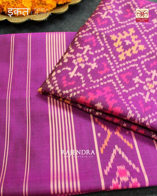 Traditional Panchanda Bhat Magenta Single Ikat Rajkot Patola Dupatta