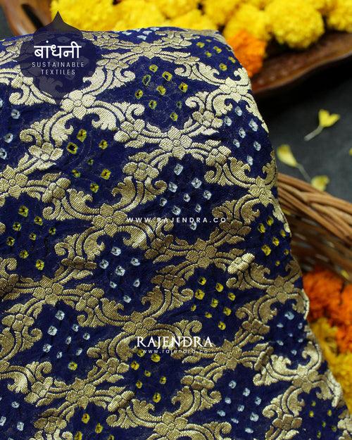 Traditional Khadi Georgette Navy Blue Banarasi Bandhani Saree