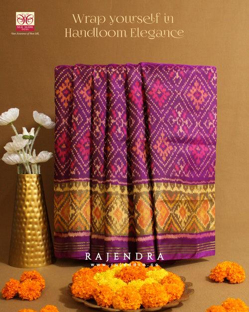 Traditional Panchanda Bhat Purple Single Ikkat Rajkot Patola Saree