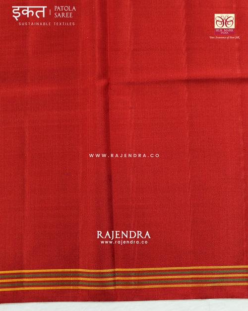 Traditional Panchanda Design Red Maroon Semi Double Ikat Rajkot Patola Saree