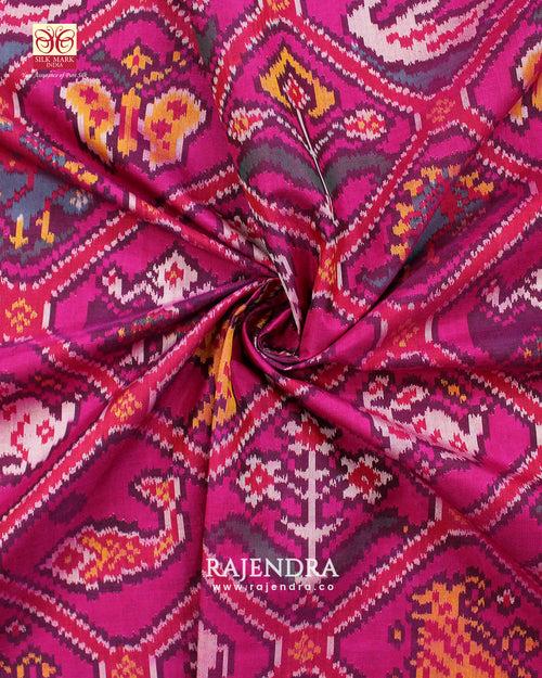 Exclusive 12 Figure Pink and Blue Semi Double Ikat Rajkot Patola Saree