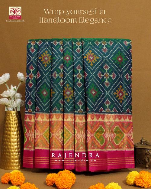 Handwoven Panchanda Bhat Single Ikat Rajkot Patola Saree