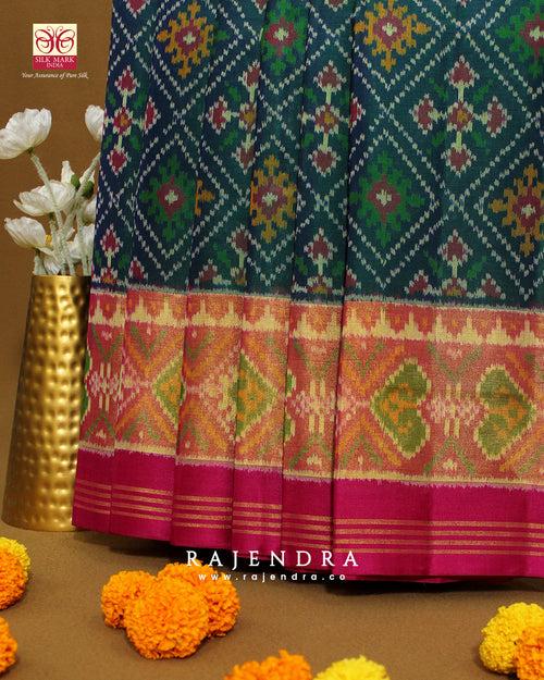 Handwoven Panchanda Bhat Single Ikat Rajkot Patola Saree