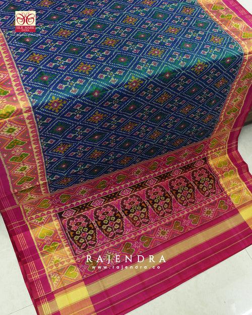 Handwoven Panchanda Bhat Single Ikat Rajkot Patola Saree