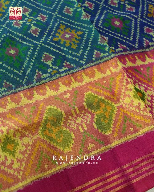 Handwoven Panchanda Bhat Single Ikat Rajkot Patola Saree