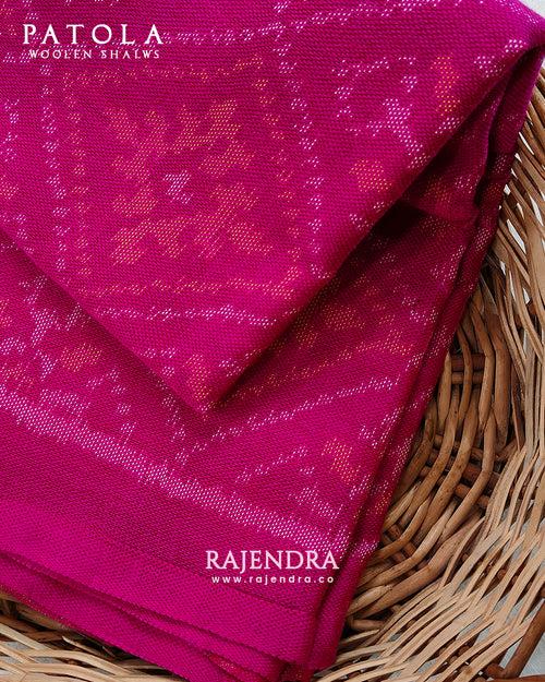 Handwoven Panchanda Bhat Rani Pink Woolen Patola Shawls