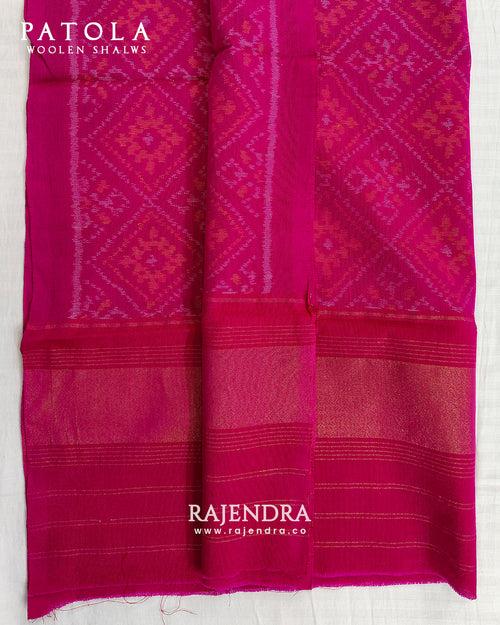 Handwoven Panchanda Bhat Rani Pink Woolen Patola Shawls