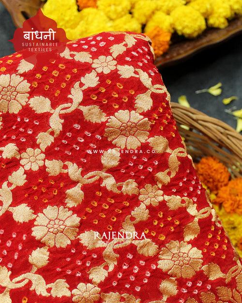 Traditional Khadi Georgette Red Banarasi Bandhani Saree