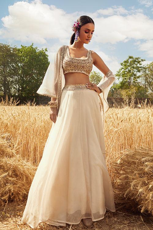 IVORY EMBROIDERED LEHENGA SET