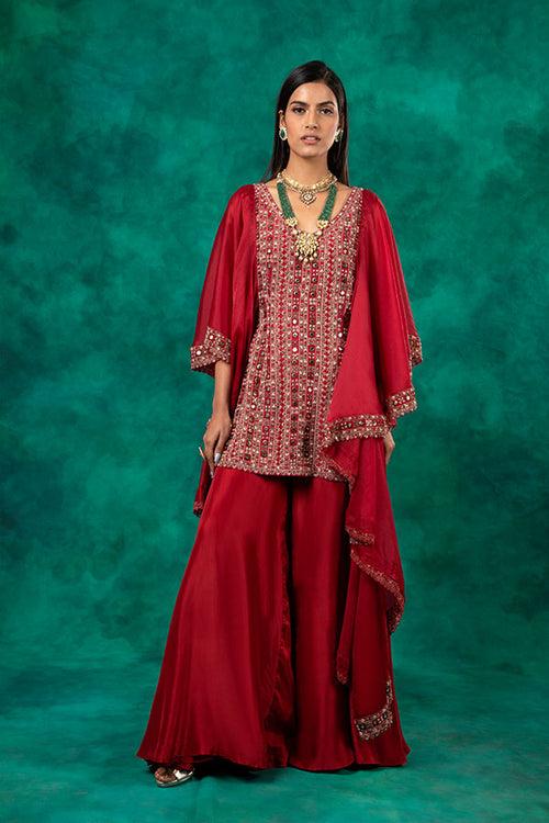 NOMADIC FUCHSIA CAPE KURTA SET