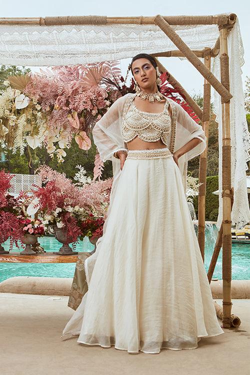 IVORY PEARL EMBROIDERED SKIRT SET