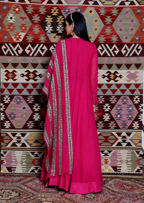 FUCHSIA EMBROIDERED ANARKALI