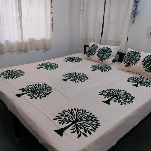 Green Tree of Life Barmer Applique Double Bedspread