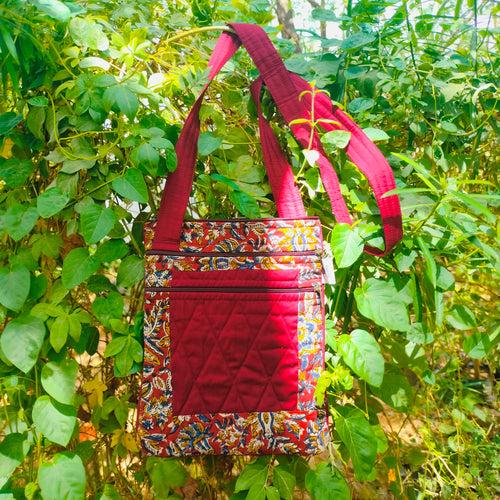 Maroon Hand-block Printed Travel Sling Bag