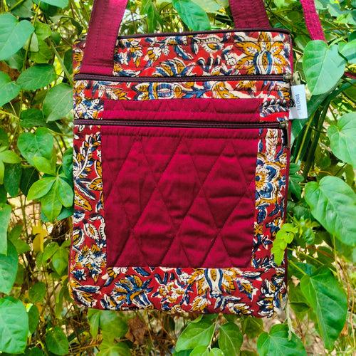 Maroon Hand-block Printed Travel Sling Bag