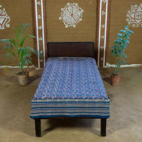 Red Indigo Bagru Hand-block Printed Bedspread