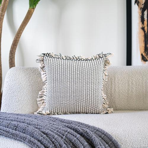 Chunky monochrome fringed Cushion Cover