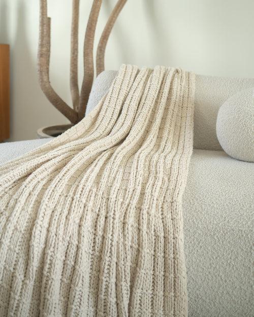 Hygge Knitted Cream - Reversible Throw