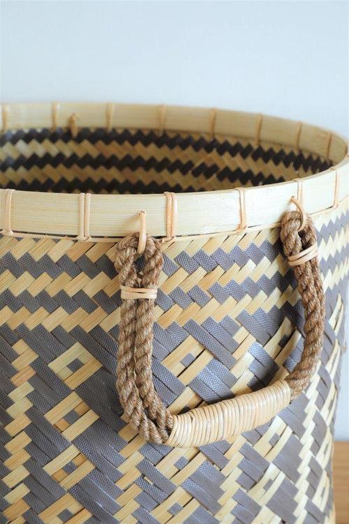 BAMBOO OPEN ROUND LAUNDRY BASKET NATURAL BROWN