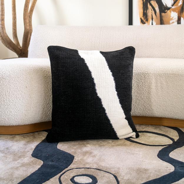 Oversized Mono Lines Cushion Cover