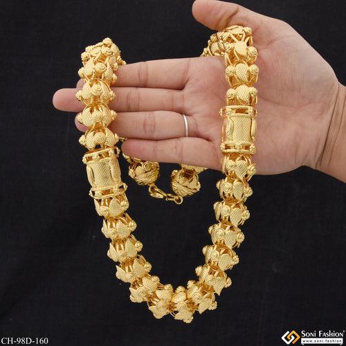 1 Gram Gold Plated Rajwadi Hand-Crafted Design Chain for Men - Style D160