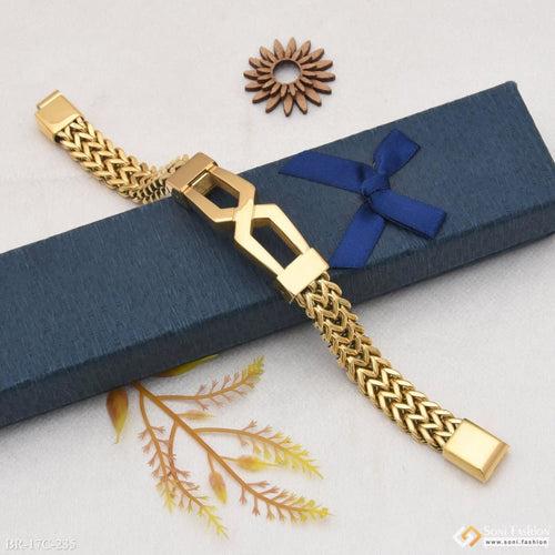 2 Line Distinctive Design Best Quality Golden Color Bracelet For Men - Style C235