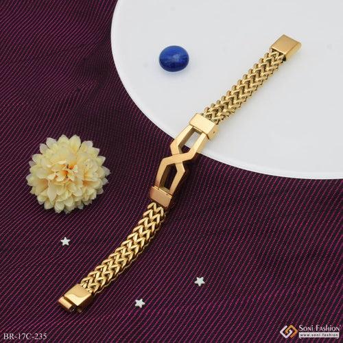2 Line Distinctive Design Best Quality Golden Color Bracelet For Men - Style C235