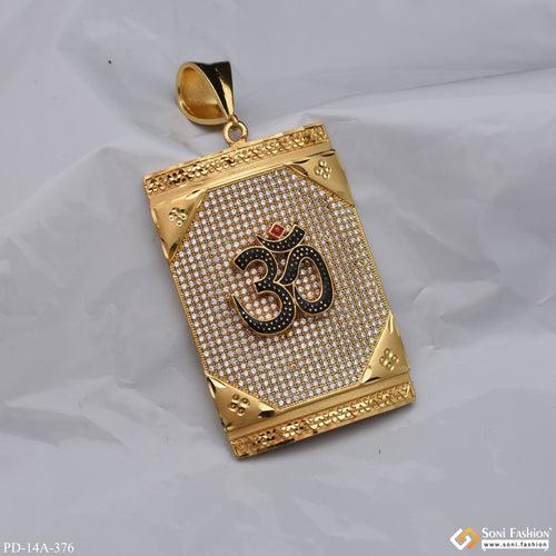 Big OM Diamond Pendant Premium-Grade Quality Gold Plated for Men - Style A376