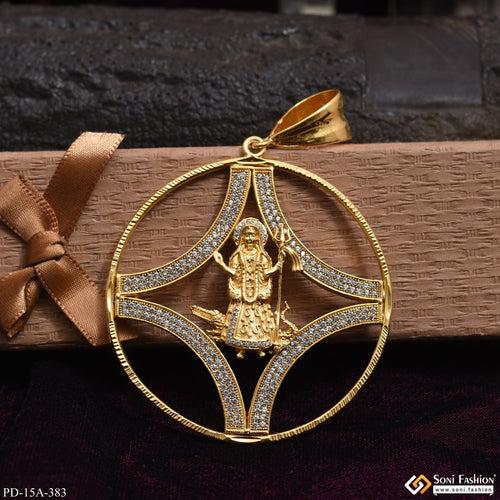 Jay Khodiyar Maa Diamond Pendant Premium-Grade Quality Gold Plated - Style A383