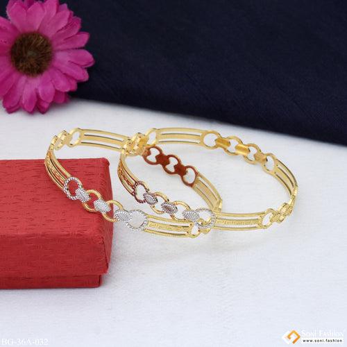 1 Gram Gold Plated Finely Detailed Funky Design Bangles for Lady - Style A032