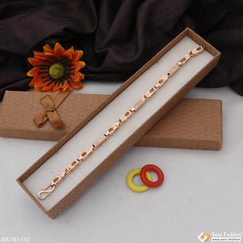 Latest Design with Diamond Prominent Design Rose Gold Bracelet for Men - Style D102